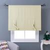 imageNICETOWN Thermal Insulated Blackout Short Curtain  Bathroom Curtain Gray Tie Up Shade for Small Window Window Valance Balloon Roman Blind Rod Pocket Panel 46 inches W x 63 inches LLight Beige
