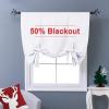 imageNICETOWN Thermal Insulated Blackout Short Curtain  Bathroom Curtain Gray Tie Up Shade for Small Window Window Valance Balloon Roman Blind Rod Pocket Panel 46 inches W x 63 inches LPure White