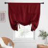 imageNICETOWN Thermal Insulated Blackout Short Curtain  Bathroom Curtain Gray Tie Up Shade for Small Window Window Valance Balloon Roman Blind Rod Pocket Panel 46 inches W x 63 inches LRed