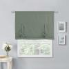 imageNICETOWN Thermal Insulated Blackout Short Curtain  Bathroom Curtain Gray Tie Up Shade for Small Window Window Valance Balloon Roman Blind Rod Pocket Panel 46 inches W x 63 inches LGreyish Green