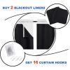 imageNICETOWN White Blackout Curtain Liners for Window  Noise Reducing Light Blocking Liner for 84 inch Curtains Set of 2 Each is 27quot x 80quot Hooks Included Greyish WhiteBlack