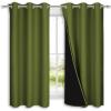 imageNICETOWN 100 Blackout Short Curtains with Black Liners 2 Panels 37quot W by 63quot L Olive Green Solid Thermal Insulated Full Blackout 2Layer Lined Drapes Energy Efficiency Window Drapes for Bedroom