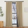 imageNICETOWN 2 Panels Faux Linen 100 Blackout Curtains for Living Room Rod PocketBack TabHook Belt Room Darkening Window Treatment with Liner Thermal Curtains for Bedroom Natural W50 x L96Oatmeal