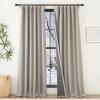 imageNICETOWN 2 Panels Faux Linen 100 Blackout Curtains for Living Room Rod PocketBack TabHook Belt Room Darkening Window Treatment with Liner Thermal Curtains for Bedroom Natural W50 x L96Angora