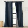 imageNICETOWN 2 Panels Faux Linen 100 Blackout Curtains for Living Room Rod PocketBack TabHook Belt Room Darkening Window Treatment with Liner Thermal Curtains for Bedroom Natural W50 x L96Navy Blue