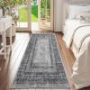 imageNICETOWN 8x10 UltraThin Brown Oriental Rug for Bedroom Tumble Washable Area Rugs 8x10 Boho NonSlip Vintage Living Room Rugs Oriental Carpet Entrance for Kitchen Laundry Bathroom BedroomGrey