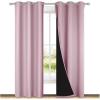 imageNICETOWN Baby Pink Full Shade Curtain Panels Pair of Thermal Insulated ampamp Energy Efficiency Blackout Drapes for Living Room Windows Lined Silky Performance Window Dressing 37quot Wide x 84quot Long Gray