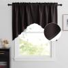 imageNICETOWN Blackout Window Treatment Pole Pocket Kitchen Tier Curtains Tailored Scalloped ValanceSwags for Living Room One Pair 36 Wide by 63inches Long Each Panel GreyToffee Brown
