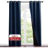 imageNICETOWN Complete 100 Blackout Curtain Set Thermal Insulated ampamp Energy Efficiency Window Draperies for Guest Room Full Shading Panels for Shift Worker and Light Sleepers Navy Blue 37W x 84L 2 Pcs