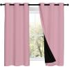imageNICETOWN Crystal Pink 100 Blackout Curtains 2 Panels with Black Liners Thermal Insulated Full Blackout 2Layer Lined Drapes Noise Cancellation Window Draperies for Dining Room 42quot W by 54quot L