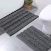 imageNICETOWN Grey Bathroom Rug Sets Extra Thick Bath Rugs for Bathroom AntiSlip Soft Plush Chenille Shaggy Bath Mats Living Room Bedroom Mats Water Absorbent Floor Carpets 20 x 32 Plus 17 x 24Grey