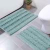imageNICETOWN Grey Bathroom Rug Sets Extra Thick Bath Rugs for Bathroom AntiSlip Soft Plush Chenille Shaggy Bath Mats Living Room Bedroom Mats Water Absorbent Floor Carpets 20 x 32 Plus 17 x 24Green