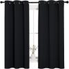 imageNICETOWN Halloween Pitch Black Solid Thermal Insulated Grommet Blackout CurtainsDrapes for Bedroom Window 2 Panels 42 inches Wide by 63 inches Long Black
