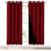 imageNICETOWN Living Room Completely Shaded Draperies Privacy Protection ampamp Noise Reducing Ring Top Drapes Black Lined Insulated Decorative Curtain PanelsBurgundy Red 2 Pieces W52 x L72