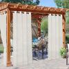 imageNICETOWN Outdoor Sheer Curtains 84 inches Long 2 Panels Waterproof Sheer Texture Curtain Panels for Gazebo Porch Pergola Voile Drapes with Rustproof Grommets for Living Room W54 x L84 inch WhiteBeige