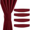 imageNICETOWN Strong Magnetic Curtain Tiebacks  Modern Simple Style Curtain Ties Backs Holdbacks Holders for IndoorOutdoor Curtains White 185 X 4 Inches Set of 4Burgundy Red