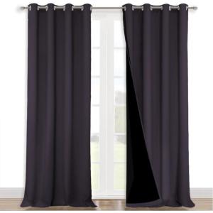imageNICETOWN 100 Blackout Blinds Set of 2 46quot x 102quot Greyish Purple Laundry Room Decor Window Treatment Curtains for Large Patio Sliding Door Thermal Insulated Curtains for Bedroom