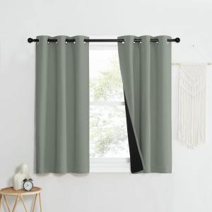 imageNICETOWN 100 Blackout Window Curtain Panels Heat and Full Light Blocking Drapes with Black Liner for Nursery 40quot Drop Thermal Insulated Draperies Greyish Green 2 Pieces 37quot Wide Each Panel