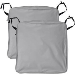 imageNICETOWN 2 Pack Square Waterproof Outdoor Cushion Covers 24 x 24 x 4 inch with Zipper Fade Safe Patio Cushion Covers Replacement with 4 Buckle Straps Grey Covers OnlyGrey