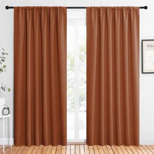 imageNICETOWN 2 Panels Blackout Curtains Rod Pocket Thermal Insulated Drapes 84 inches Long EasyCare Modern Home Decoration Sunshades for Guest Room Living Room Office 62 x 84 Inch Burnt Orange