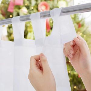 imageNICETOWN 2 Panels Indoor Outdoor Waterproof Patio Curtains Sticky Tab Top Soft Voile Sheer Vertical Indoor Outdoor Drapes Easy Hanging for PorchCabana Ivory W54 x L96White