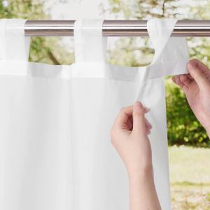 imageNICETOWN 2 Panels Indoor Outdoor Waterproof Patio Curtains Sticky Tab Top Soft Voile Sheer Vertical Indoor Outdoor Drapes Easy Hanging for PorchCabana Ivory W54 x L96Ivory