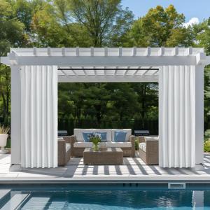 imageNICETOWN 2 Panels Outdoor Curtains for Patio Waterproof Top ampamp Bottom Fixed Waterproof Outdoor Drapes with Free Rope Privacy Sun Blocking Shades for Gazebo Pergolas Biscotti Beige W52 x L84Greyish White