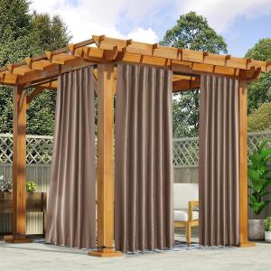 imageNICETOWN 2 Panels Outdoor Curtains for Patio Waterproof Top ampamp Bottom Fixed Waterproof Outdoor Drapes with Free Rope Privacy Sun Blocking Shades for Gazebo Pergolas Biscotti Beige W52 x L84Tan