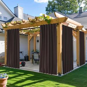 imageNICETOWN 2 Panels Outdoor Curtains for Patio Waterproof Top ampamp Bottom Fixed Waterproof Outdoor Drapes with Free Rope Privacy Sun Blocking Shades for Gazebo Pergolas Biscotti Beige W52 x L84Toffee Brown