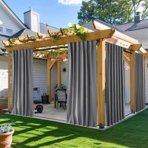 imageNICETOWN 2 Panels Outdoor Curtains for Patio Waterproof Top ampamp Bottom Fixed Waterproof Outdoor Drapes with Free Rope Privacy Sun Blocking Shades for Gazebo Pergolas Biscotti Beige W52 x L84Grey