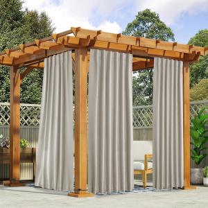 imageNICETOWN 2 Panels Outdoor Curtains for Patio Waterproof Top ampamp Bottom Fixed Waterproof Outdoor Drapes with Free Rope Privacy Sun Blocking Shades for Gazebo Pergolas Biscotti Beige W52 x L84Natural