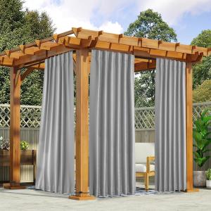 imageNICETOWN 2 Panels Outdoor Curtains for Patio Waterproof Top ampamp Bottom Fixed Waterproof Outdoor Drapes with Free Rope Privacy Sun Blocking Shades for Gazebo Pergolas Biscotti Beige W52 x L84Silver Gray