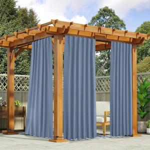 imageNICETOWN 2 Panels Outdoor Curtains for Patio Waterproof Top ampamp Bottom Fixed Waterproof Outdoor Drapes with Free Rope Privacy Sun Blocking Shades for Gazebo Pergolas Biscotti Beige W52 x L84Stone Blue