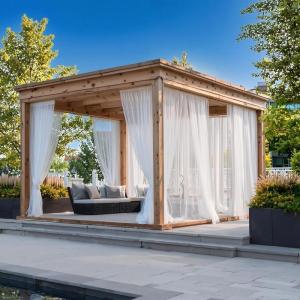 imageNICETOWN 2 Panels Outdoor Mosquito Netting for Patio Waterproof Extra Wide 118quot Airy Mesh Net Outdoor Sheer Curtains Privacy Rod Pocket DIY Adjustable Length ampamp Width for Sunroom W118 x L98 WhiteWhite