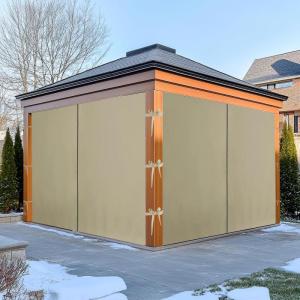 imageNICETOWN 4 Panels 10 x 10 Gazebo Curtains for Patio Wateroof Grommet Universal Replacement Privacy Windowproof Canopy Sidewall Outdoor Curtains with Tiebacks ampamp Double Slider Zipper TaupeTaupe