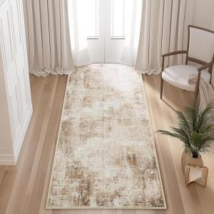 imageNICETOWN 8x10 UltraThin Brown Oriental Rug for Bedroom Tumble Washable Area Rugs 8x10 Boho NonSlip Vintage Living Room Rugs Oriental Carpet Entrance for Kitchen Laundry Bathroom BedroomSandy Yellow