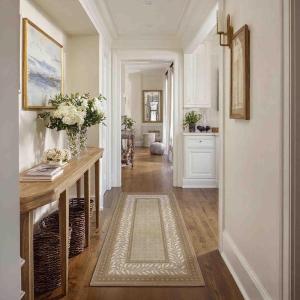 imageNICETOWN 8x10 UltraThin Brown Oriental Rug for Bedroom Tumble Washable Area Rugs 8x10 Boho NonSlip Vintage Living Room Rugs Oriental Carpet Entrance for Kitchen Laundry Bathroom BedroomNatural