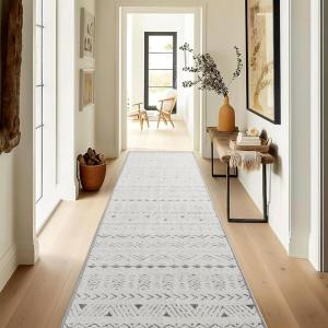 imageNICETOWN 8x10 White Washable Area Rug for Bedroom Thin Washable Rug for Living Room NonSlip Door Mat Ultra Soft for Bedroom Living Room Kitchen Home Office White and BrownSandy Grey