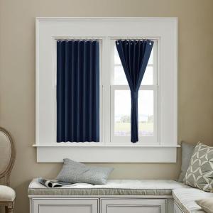 imageNICETOWN Accordion Blackout Door Curtains for Doorway Thermal Insulated Privacy Closet Curtains Room Divider Sliding Door Shade for Living RoomBathroomBedroom 1 Panel with Hooks W38 x L80 GreyNavy