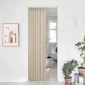 imageNICETOWN Accordion Blackout Door Curtains for Doorway Thermal Insulated Privacy Closet Curtains Room Divider Sliding Door Shade for Living RoomBathroomBedroom 1 Panel with Hooks W38 x L80 GreyAngora