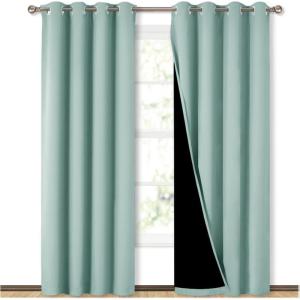 imageNICETOWN Aqua Blue 100 Blackout Curtain Set Thermal Insulated ampamp Energy Efficiency Window Draperies for Guest Room Full Shading Panels for Shift Worker and Light Sleepers 52W x 84L 2 PCs