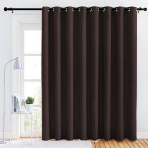 imageNICETOWN Bedroom Blackout Curtain Panel  120 inches by 90 inch Brown 1 PC Energy Saving Thermal Insulated Grommet Blackout Drapery for Patio Room Divider Curtain