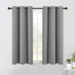 imageNICETOWN Bedroom Curtains Blackout Drapery Panels Three Pass Microfiber Thermal Insulated Solid Ring Top Blackout Window Curtains  Drapes for Small Window 2 Panels W42quot X L54quot Silver Grey