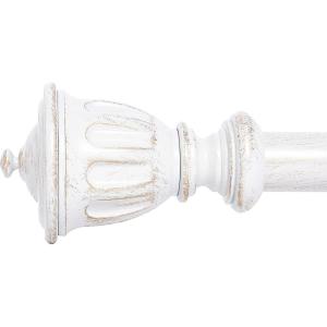 imageNICETOWN Black Curtain Rods for Window 48 to 86 inch 1 18 Diameter with Ball Finials for Window Treatment Adjustable Length from 48 to 86Inch Matte BlackAntique White