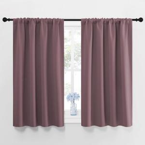 imageNICETOWN Blackout Curtains for Bedroom Home Decorations Thermal Insulated Solid Rod Pocket Blackout Drapes for Cafe Nursery Dry Rose 1 Pair 42 x 48inch