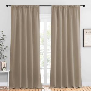 imageNICETOWN Blackout Curtains for Living Curtains Taupe 2 Panels 52 by 95 Room Darkening Window Curtain Panels EasyCare Solid Thermal Insulated DraperiesDrapes for Daughter Room