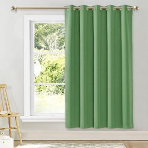 imageNICETOWN Blackout Wide Blinds for Sliding Door Forest Green W70 x L72 1 Panel Insulated Noise Reduction Drapes Privacy Vertical Curtain for Living RoomampampBedroom