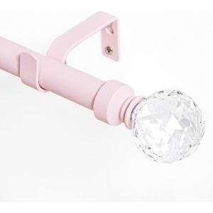 imageNICETOWN Curtain Rods for Windows 28 to 48 inch Adjustable Curtain Rod 1 inch Diameter Modern Twisted Cage Finial Design Decorative Drapery Rod for Valances Tiers 2848quot Length Matte BlackPinkFaceted Ball