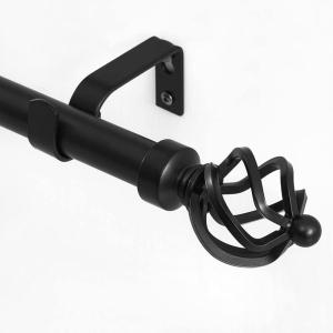 imageNICETOWN Curtain Rods for Windows 28 to 48 inch Adjustable Curtain Rod 1 inch Diameter Modern Twisted Cage Finial Design Decorative Drapery Rod for Valances Tiers 2848quot Length Matte BlackMatte Black