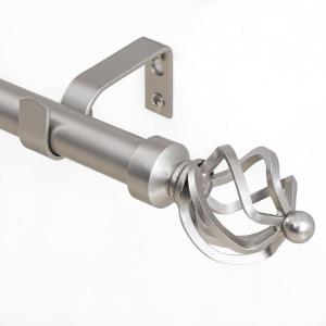 imageNICETOWN Curtain Rods for Windows 28 to 48 inch Adjustable Curtain Rod 1 inch Diameter Modern Twisted Cage Finial Design Decorative Drapery Rod for Valances Tiers 2848quot Length Matte BlackSatin Nickel